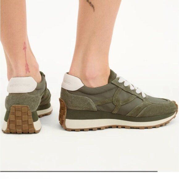 Veronica Beard Valentina Army Green Sneakers Women Size 6.5 - Picture 11 of 13
